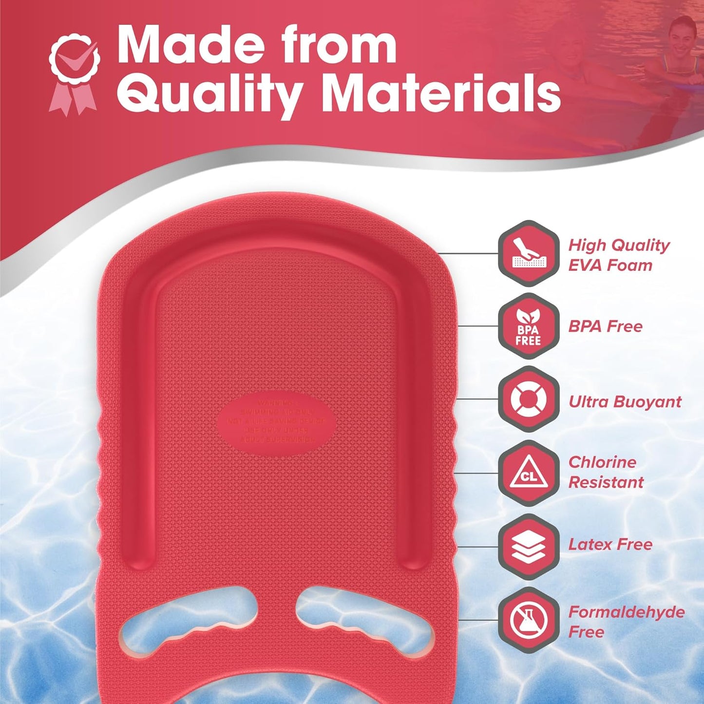 Kickboard Adult & Youth Swim Buoy Aid Leg Kick Exercise Training Float for Swimming Pool or Open Water Foam Equipment | High Buoyancy | Non-Slip | EVA Material & BPA Free