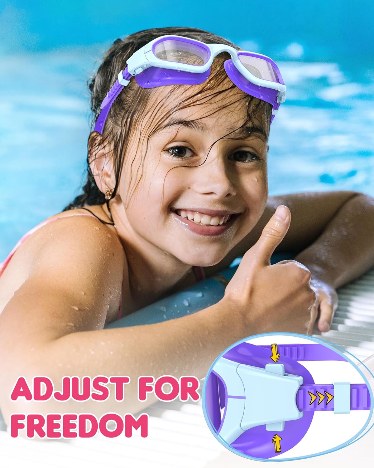 Kids Swim Goggles,Swimming Goggles for Kids 6-14, Anti-Fog UV Protection Pool Glasses for Boys Girls