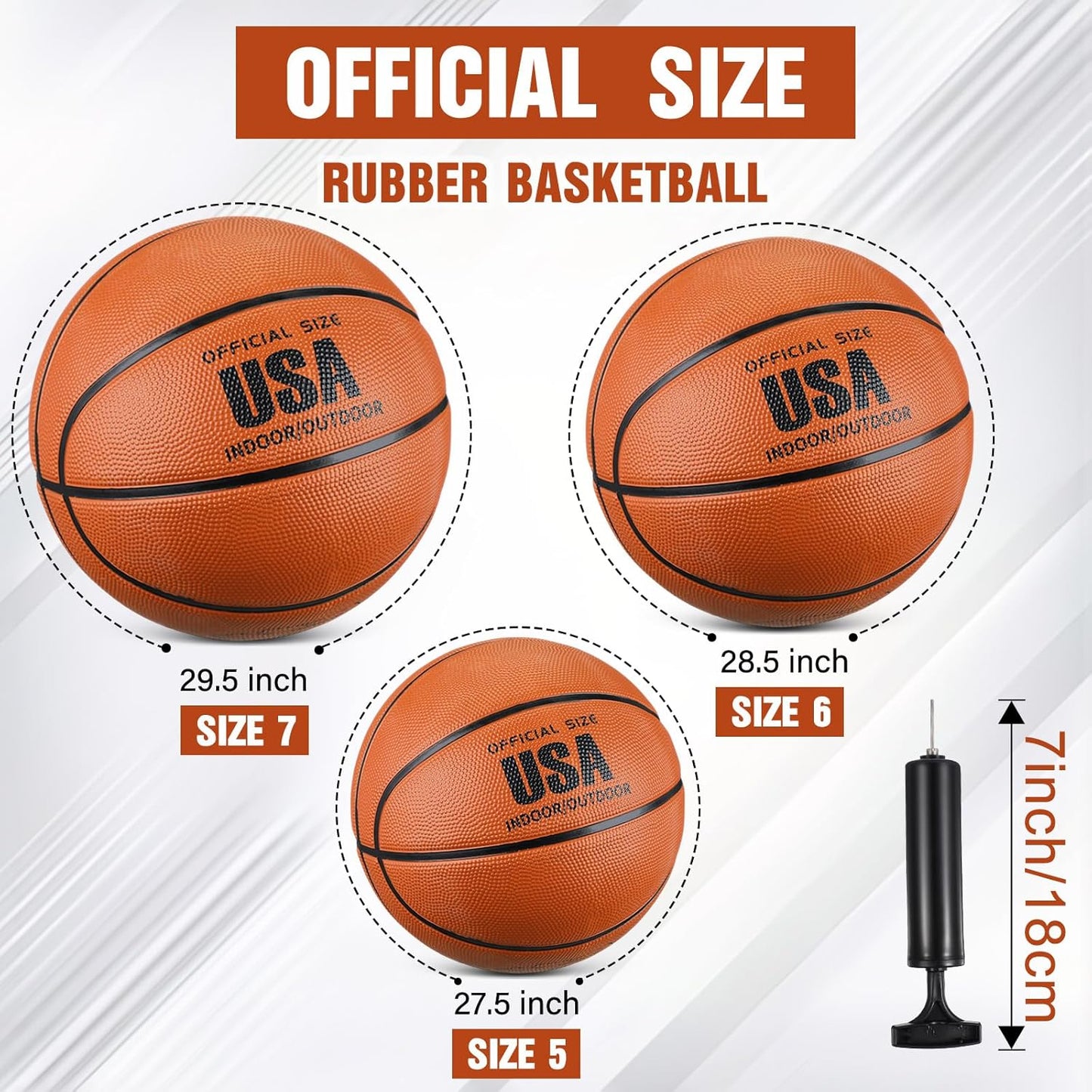 HyDren 12 Pcs Basketballs Bulk with Pump Donation Supplies Size 5/6/7 Deflated Basketball for Outside Sport Operation Machine Stitched Ball
