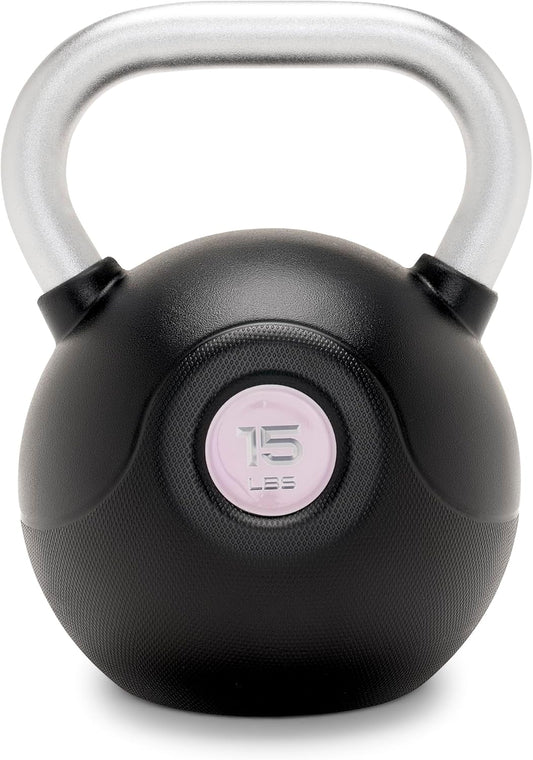 Marcy PU Coated Kettlebell – 10 to 40 LB Single Weights with Textured Steel Handle, Flat Base – Strength Training for Full Body & Home Gym Workouts