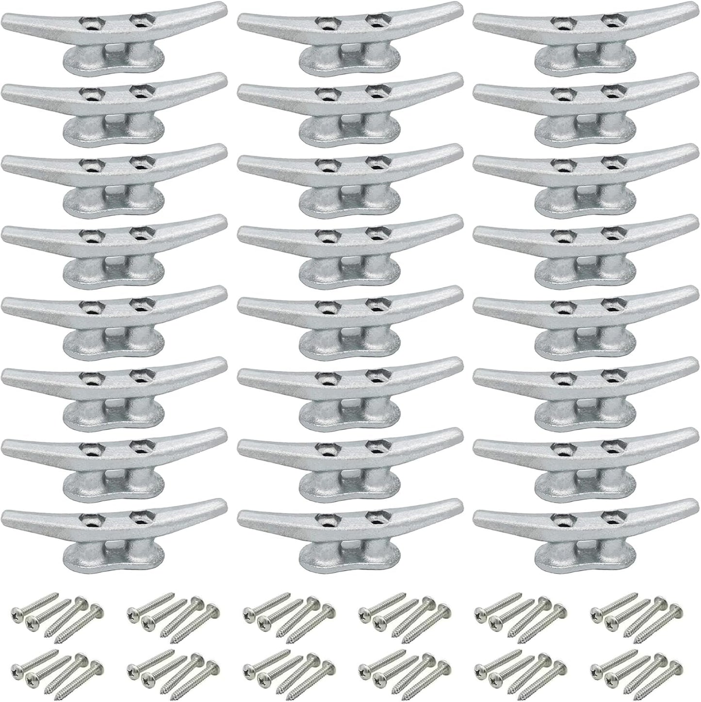 4 inch Dock Cleats 4/6/8/12/16/20/24 Pack,Boat Dock Cleats Rope Cleat Marine Cleats Iron Boat Cleats with Hardware ldeal for Deck,Nautical Decor,Cleats for Boat Dock,Boat Tie Down Cleats