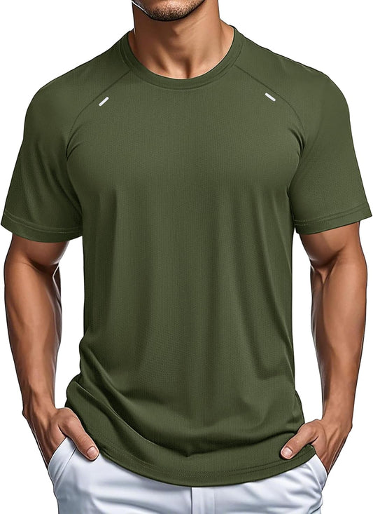 MAGCOMSEN Men's Dry Fit Shirts Mesh Short Sleeve Athletic Lightweight Workout Performance Hiking Shirt