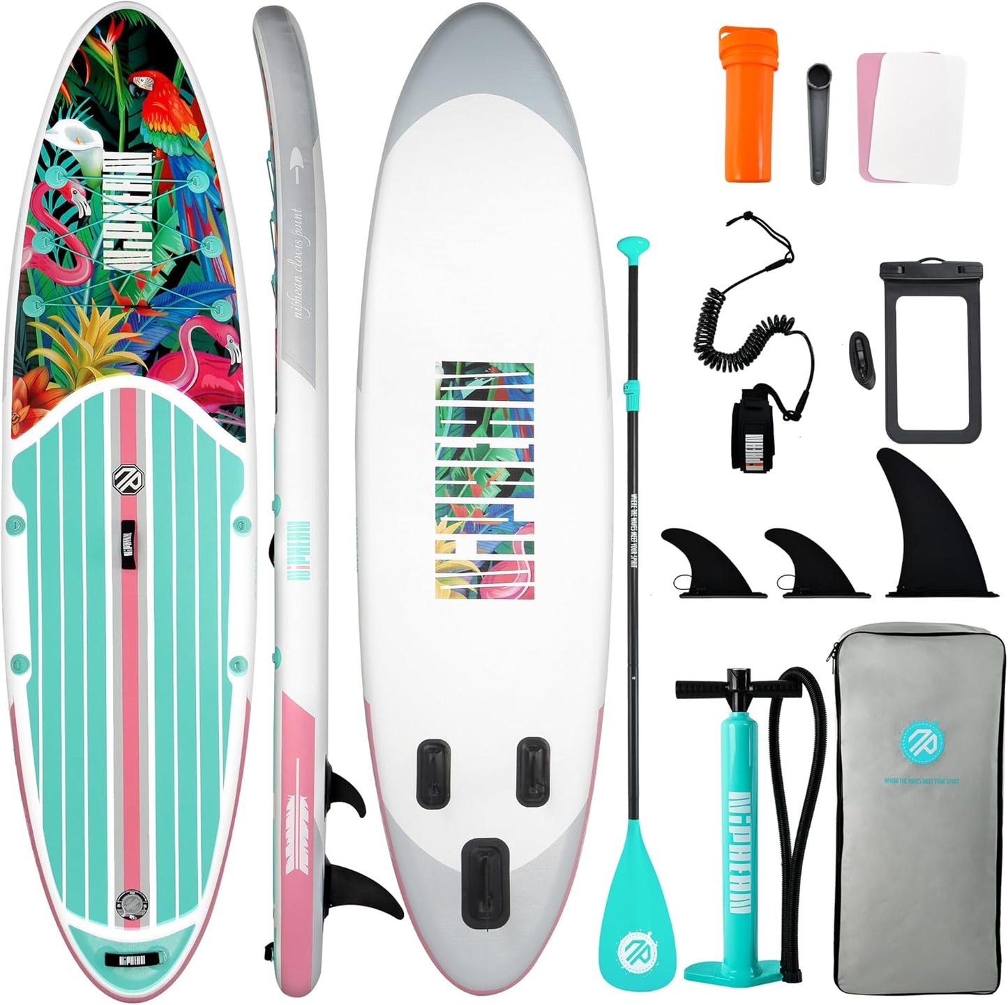 Niphean Inflatable Stand Up Paddle Board with SUP Accessories, Anti-Slip EVA Deck, 10’6’’ Inflatable Paddle Boards for Adults & Youth of All Skill Levels