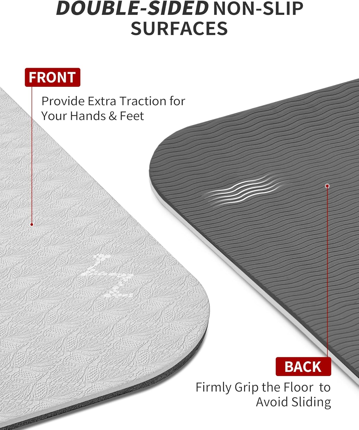 CAMBIVO Large Yoga Mat (6'x 4'), Extra Wide Workout Mat for Men and Women, Yoga Mat Thick 1/3 &1/4 Exercise Mats for Home Workout, Yoga, Pilates (Black,1/4 inch)