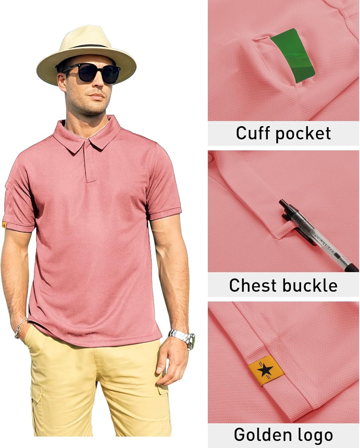 ZITY Mens Polo Shirt Short Sleeve Sports Tactical T-Shirt Athletic Golf Polos Daily Casual Stylish Collared Shirts for Men