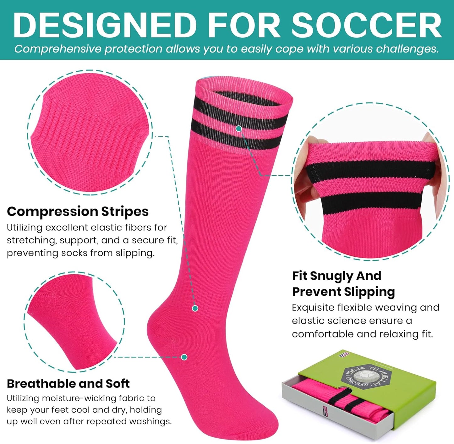 brooman Kids Firm Ground Soccer Cleats Boys Girls Football Cleats with Soccer Socks