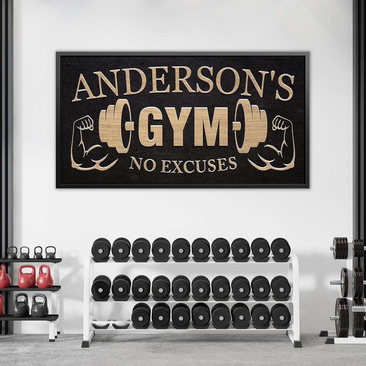 AWESOMETIK GYM Custom Sign Personalized Canvas Wall Decor with Custom Family Name Vintage, Custom Vintage GYM Room Decor, Entertainment Hall Living Room Lounge