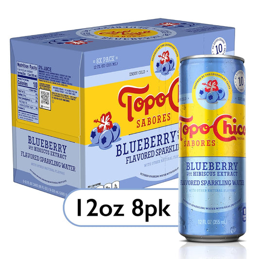 Topo Chico Sabores Blueberry with Hibiscus Extract 12oz 8pk
