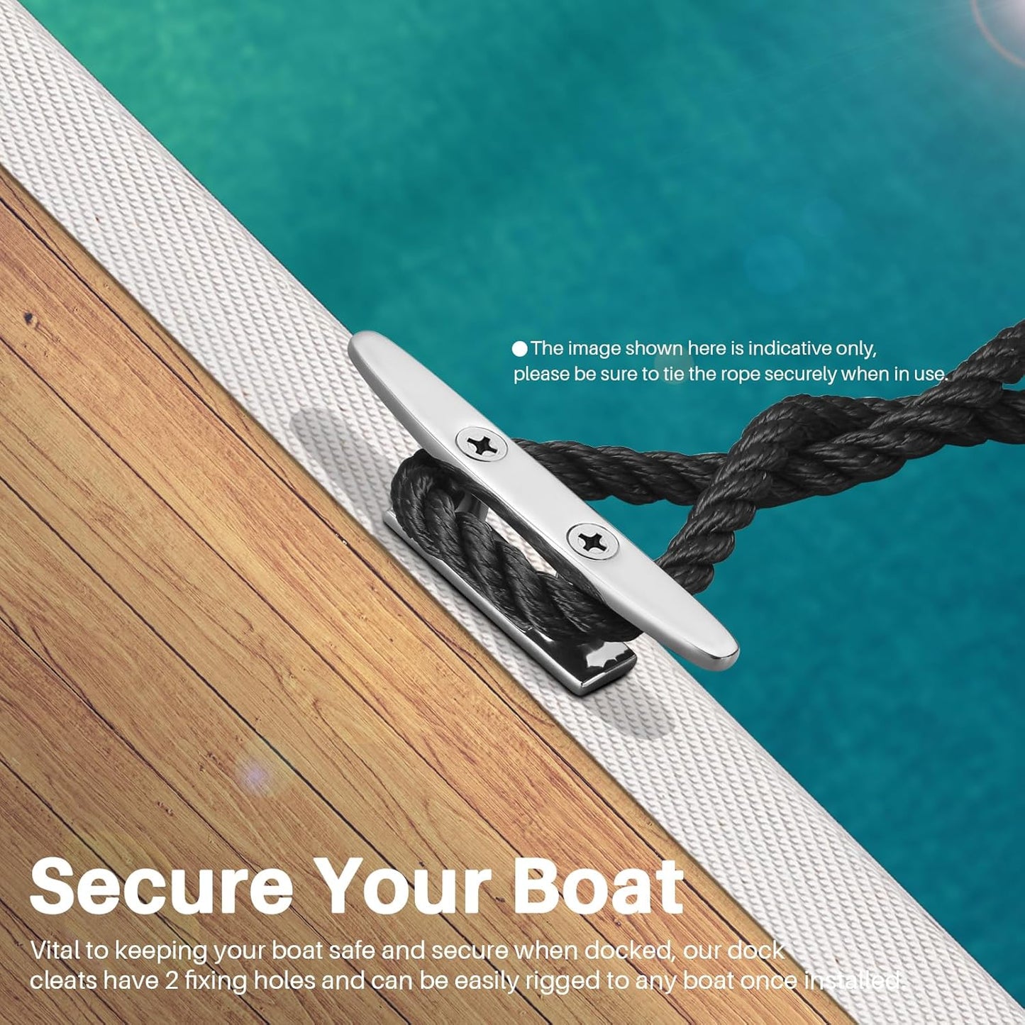 Boat Cleats Marine Grade 316 Stainless Steel Boat Mooring Cleat Pack of 4, Installation Accessories Included