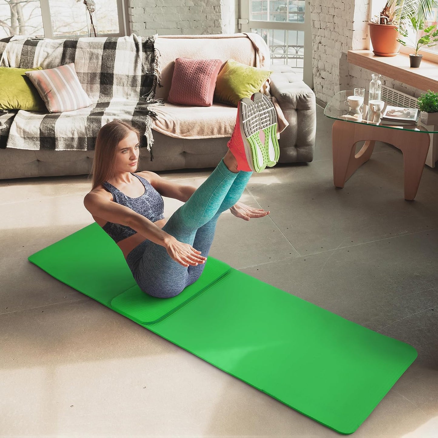 Yoga Mat, 1/2-Inch Extra Thick High Density Exercise Mat, Anti-Tear Exercise Yoga Mat with Carrying Strap, Suitable for Various Yoga Exercises