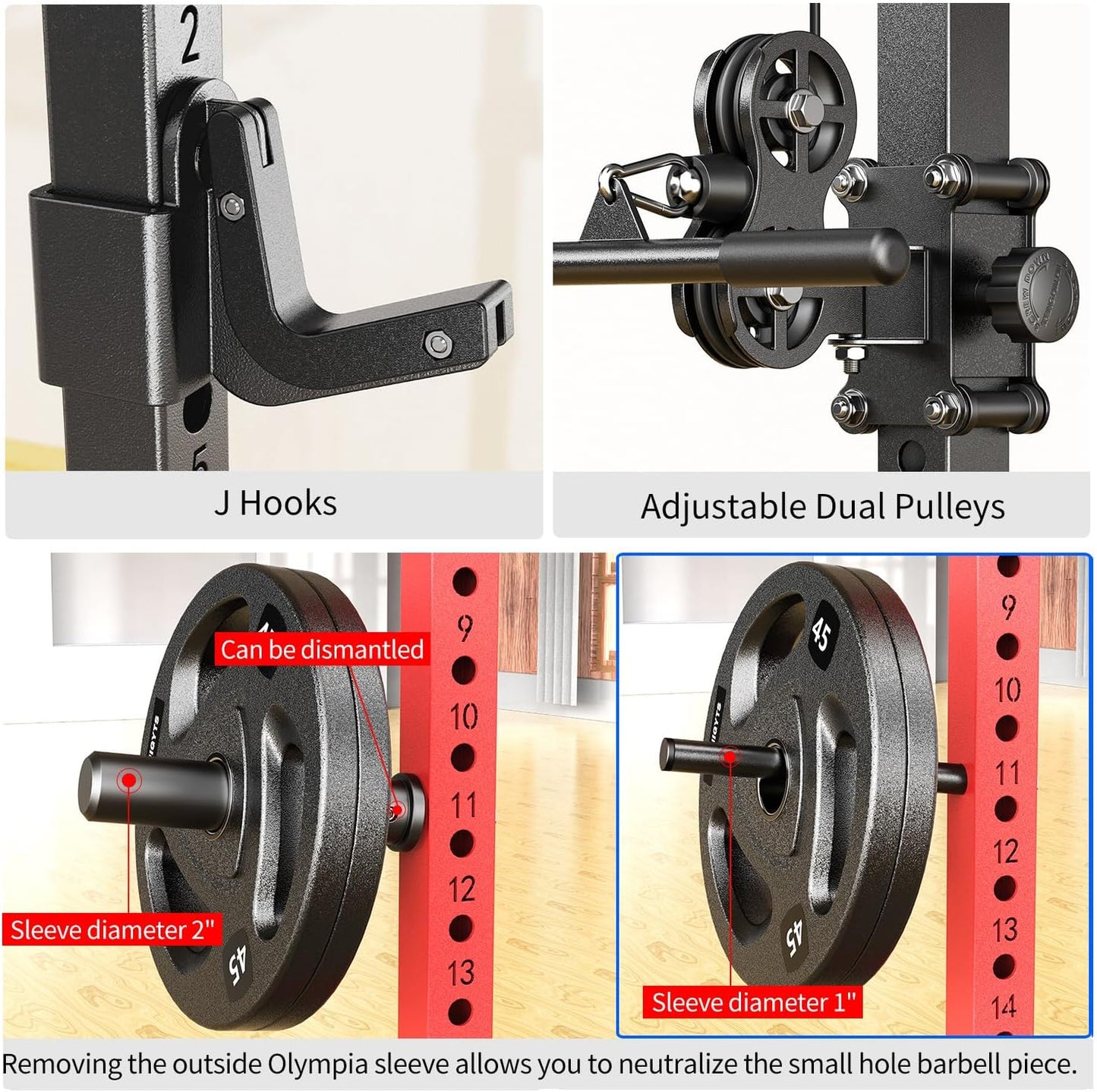 Power Rack Power Cages Multi-Function Squat Rack with Cable Crossover System Selectable More Training Attachment Weight Cage for Garage & Home Gym