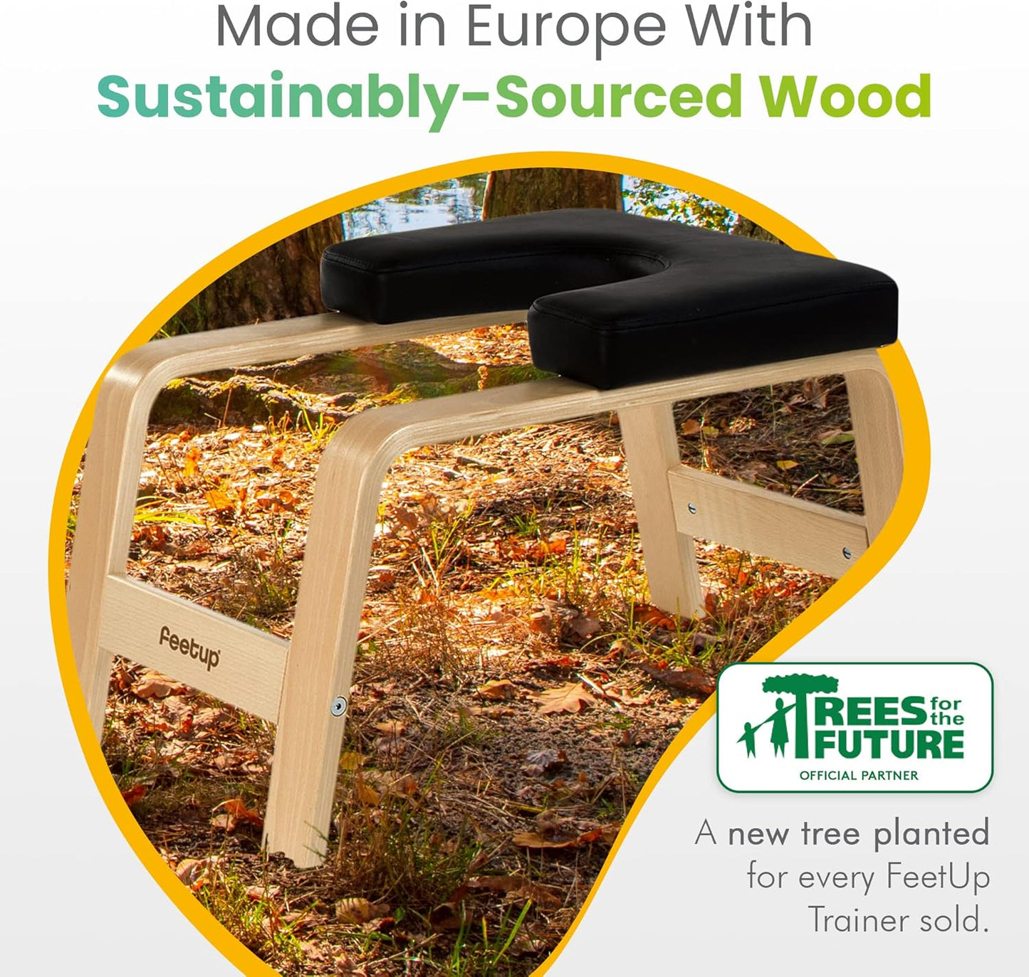 FeetUp - The Original Yoga Headstand Bench, Vegan Handstand Trainer Bench and Stand, Strength Training Inversion Equipment for Relaxation and Strength, Includes App & Starter Kit, #1 Worldwide