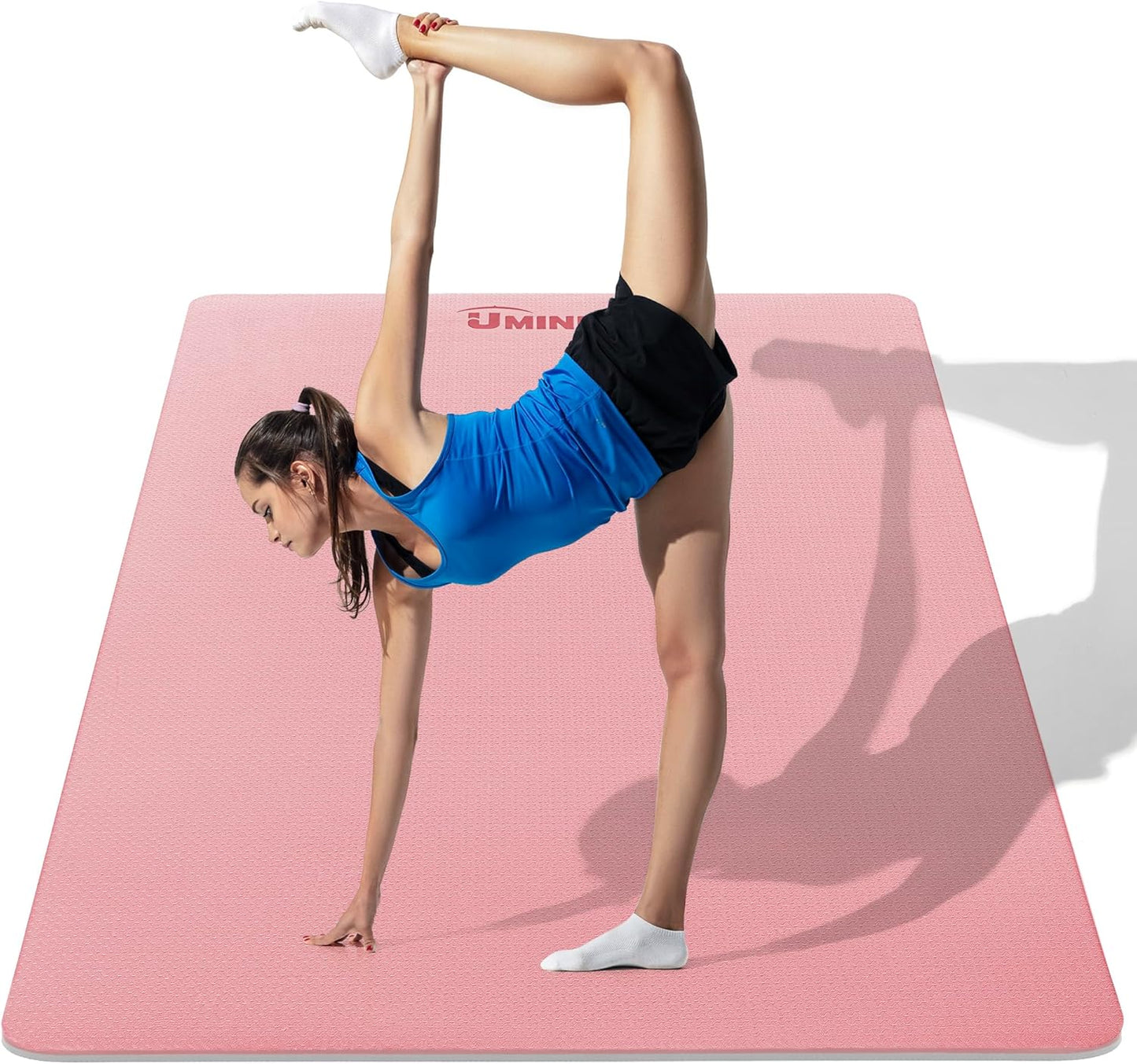 Large Yoga Mat for Men and Women 1/4 & 2/5 Inch Extra Thick TPE Fitness Mat for Home Gym Workout, Non-Slip, Eco Friendly Exercise Mat for Yoga, Pilates, Stretching, Meditation