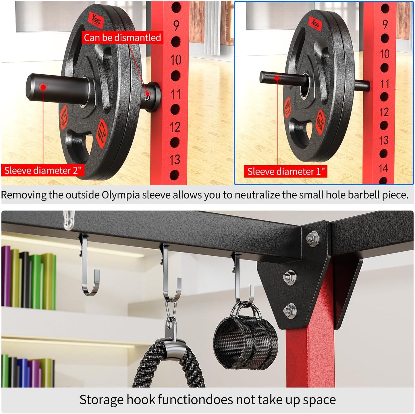 Power Rack Power Cages Multi-Function Squat Rack with Cable Crossover System Selectable More Training Attachment Weight Cage for Garage & Home Gym