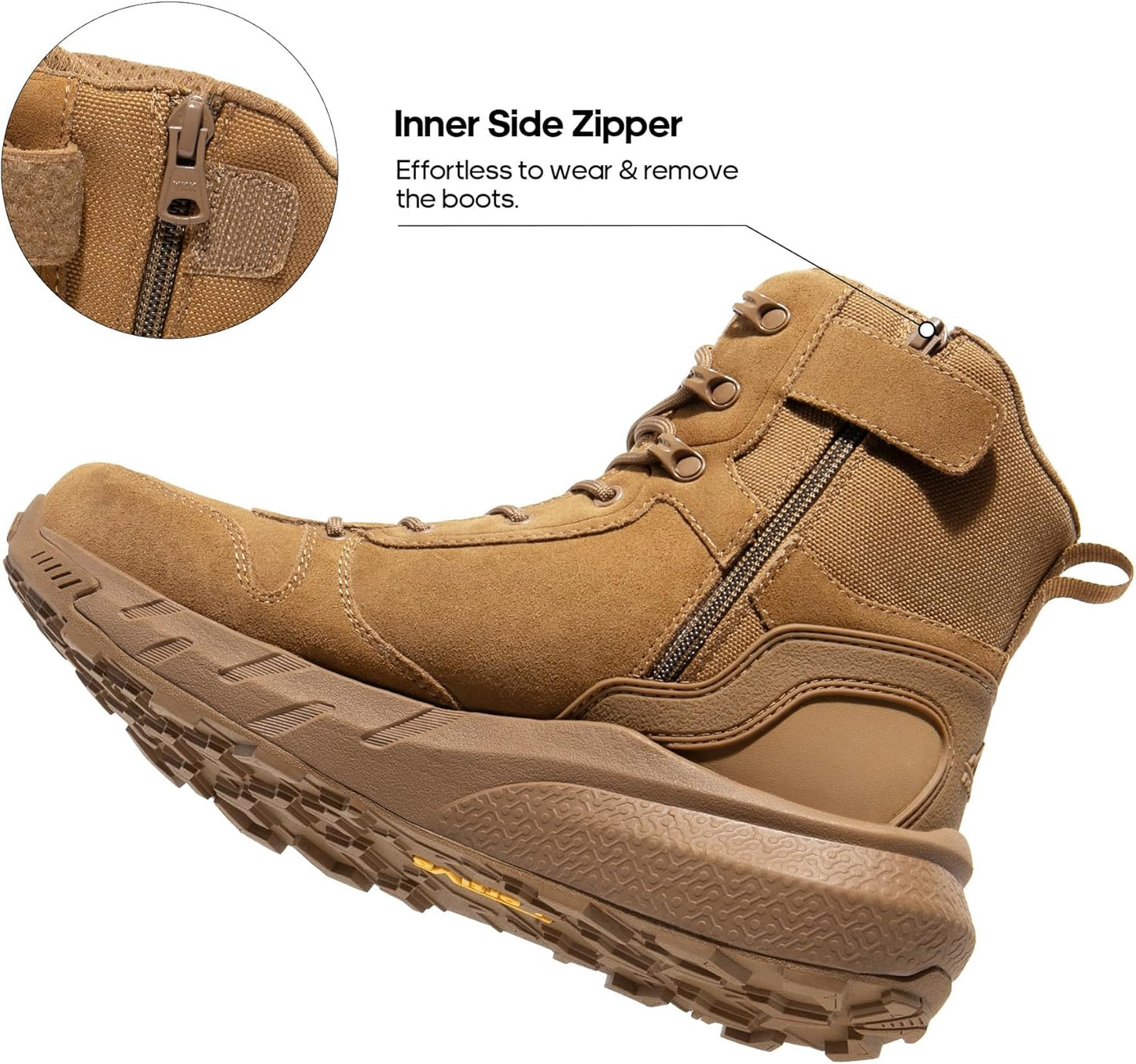 NORTIV 8 Men's Military Tactical Boot Lightweight Comfortable Boots for Work All Day Side Zipper Motorcycle Combat Hiking Boots Metrostrike(8-9 Inches)