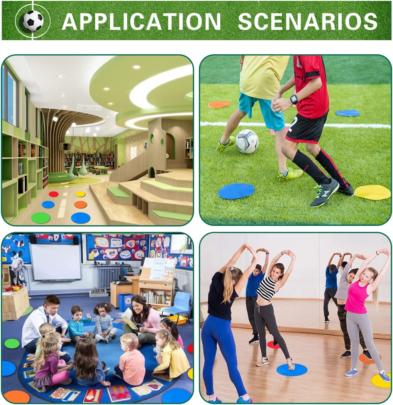 Spot Markers 9 Inch Non Slip Rubber Floor Markers Flat Field Cones Poly Dots for Soccer Basketball Sports Speed Agility Training and Drills