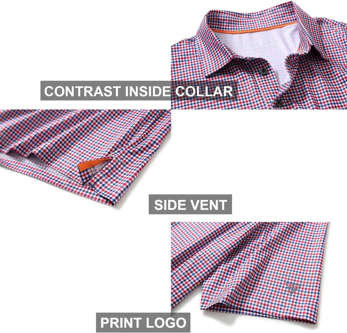 Men's Golf Polo Shirts Short Sleeve Striped Performance Moisture Wicking Dry Fit Golf Shirts for Men