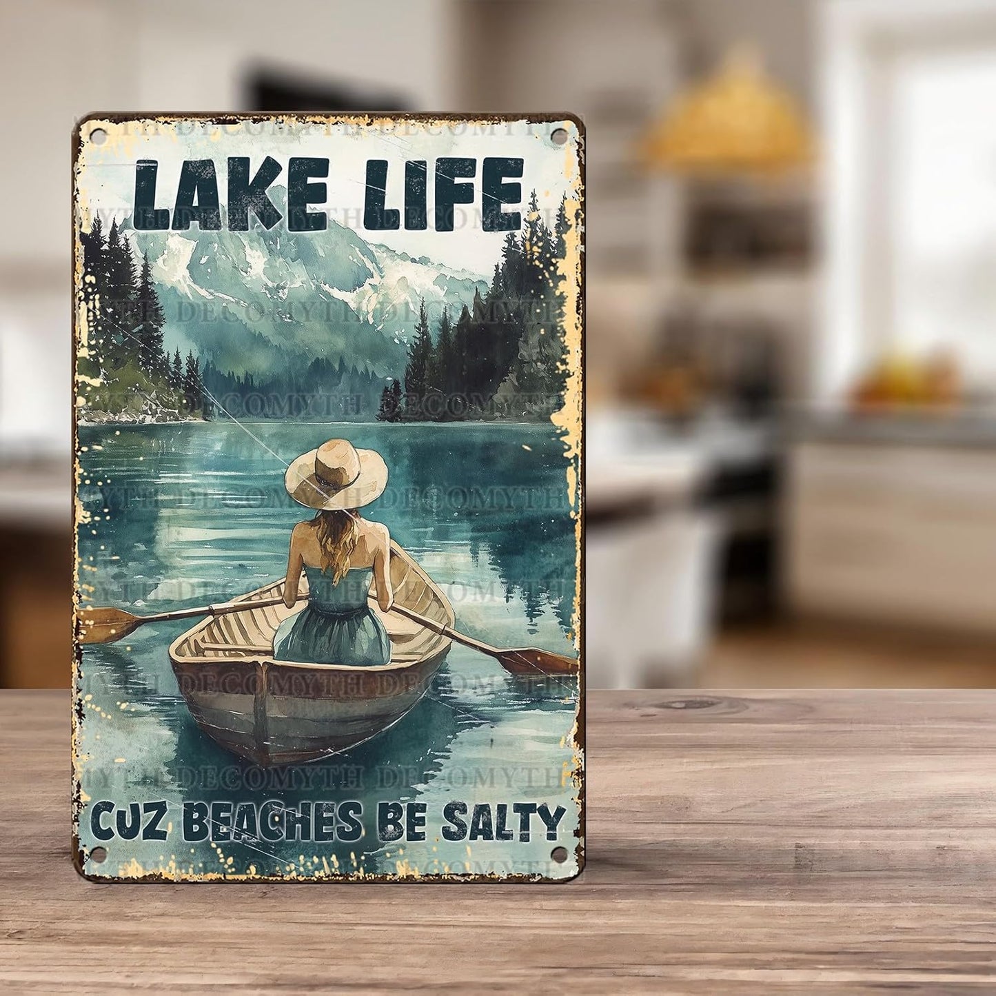 Vintage Lakehouse Tin Sign Lake Life Cuz Beaches Be Salty Retro Wall Decor Nostalgic Art Funny Metal Poster Indoor Store Cafe Toilet Kitchen Garden Plaque Bar Pubs Man cave 12 * 8inch