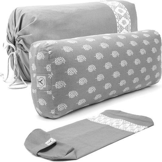 GAYO Yoga Bolster for Restorative Yoga - 100% Cotton, Includes Washable Cover and Carry Bag