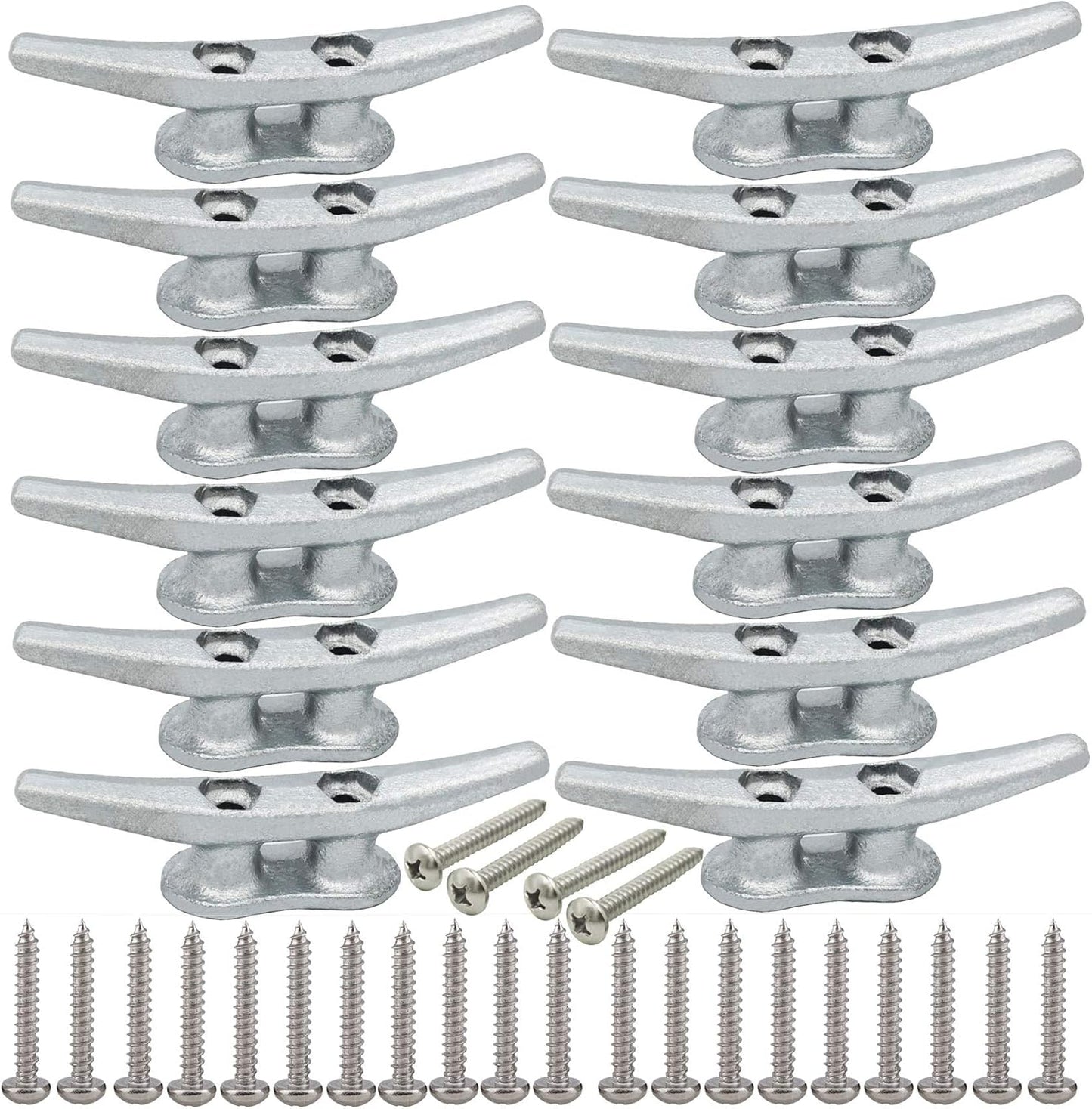 4 inch Dock Cleats 4/6/8/12/16/20/24 Pack,Boat Dock Cleats Rope Cleat Marine Cleats Iron Boat Cleats with Hardware ldeal for Deck,Nautical Decor,Cleats for Boat Dock,Boat Tie Down Cleats