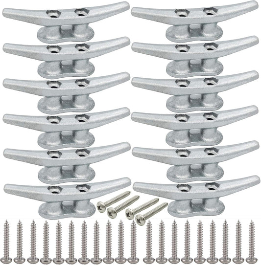 4 inch Dock Cleats 4/6/8/12/16/20/24 Pack,Boat Dock Cleats Rope Cleat Marine Cleats Iron Boat Cleats with Hardware ldeal for Deck,Nautical Decor,Cleats for Boat Dock,Boat Tie Down Cleats