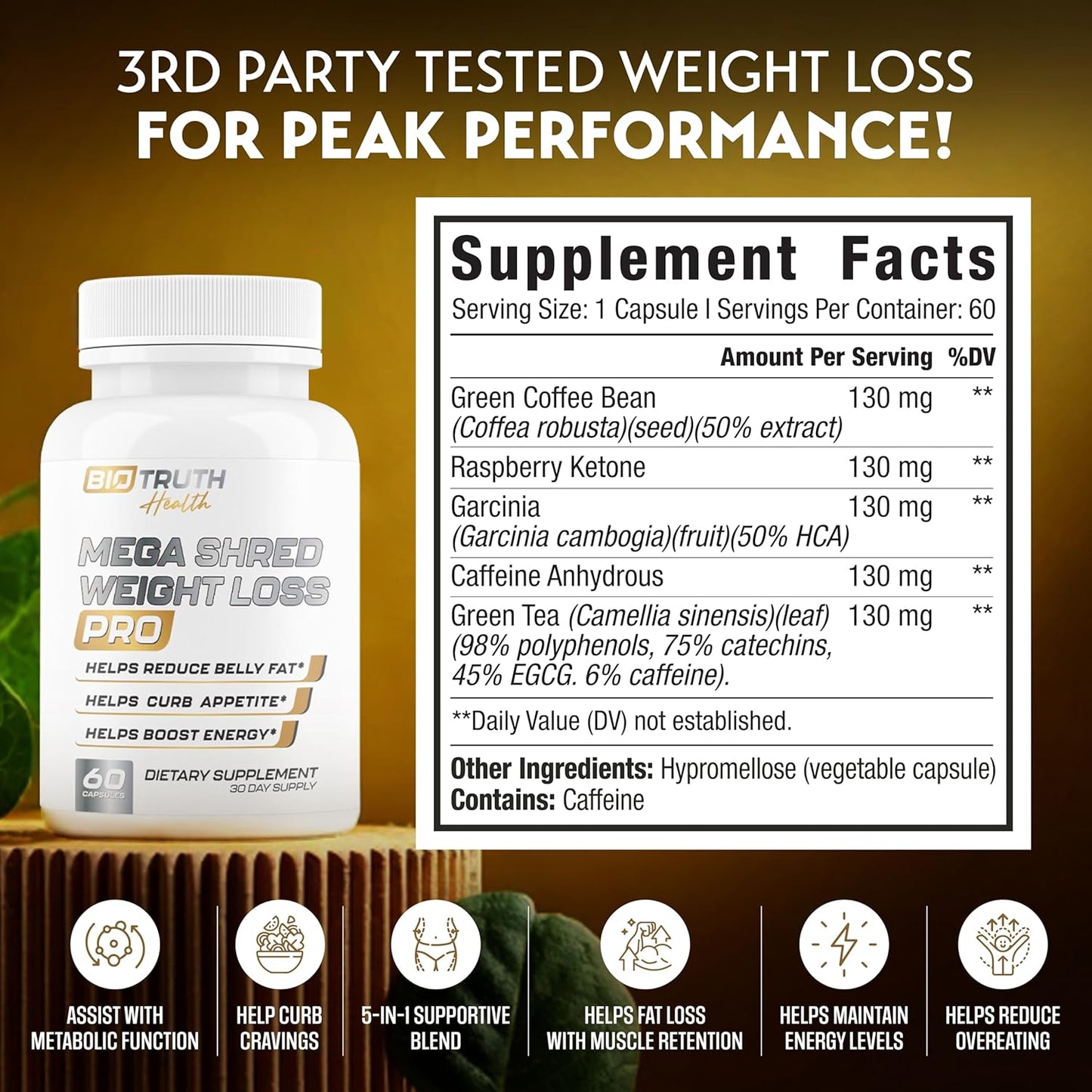MEGA Shred PRO - Supports GLP-1 Pathway Function - Weight Loss Pills for Women & Fat Burner for Men + Appetite Suppressant Supplement | 3rd Party Tested Supplement - 60 Capsules