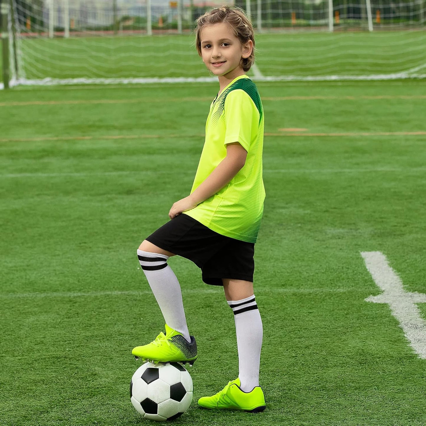 brooman Kids Soccer Cleats Boys Girls Athletic Outdoor Football Shoes