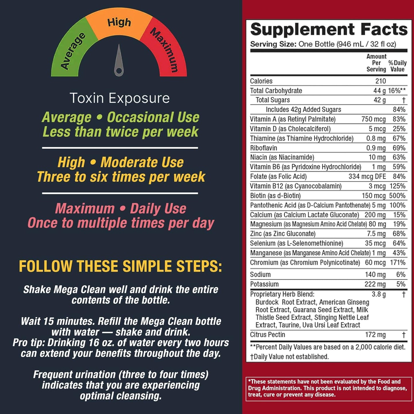 Detoxify – Mega Clean Herbal Detox Cleanse Drink – Full body cleanse detox for women and men - Same day results - Plus sticker