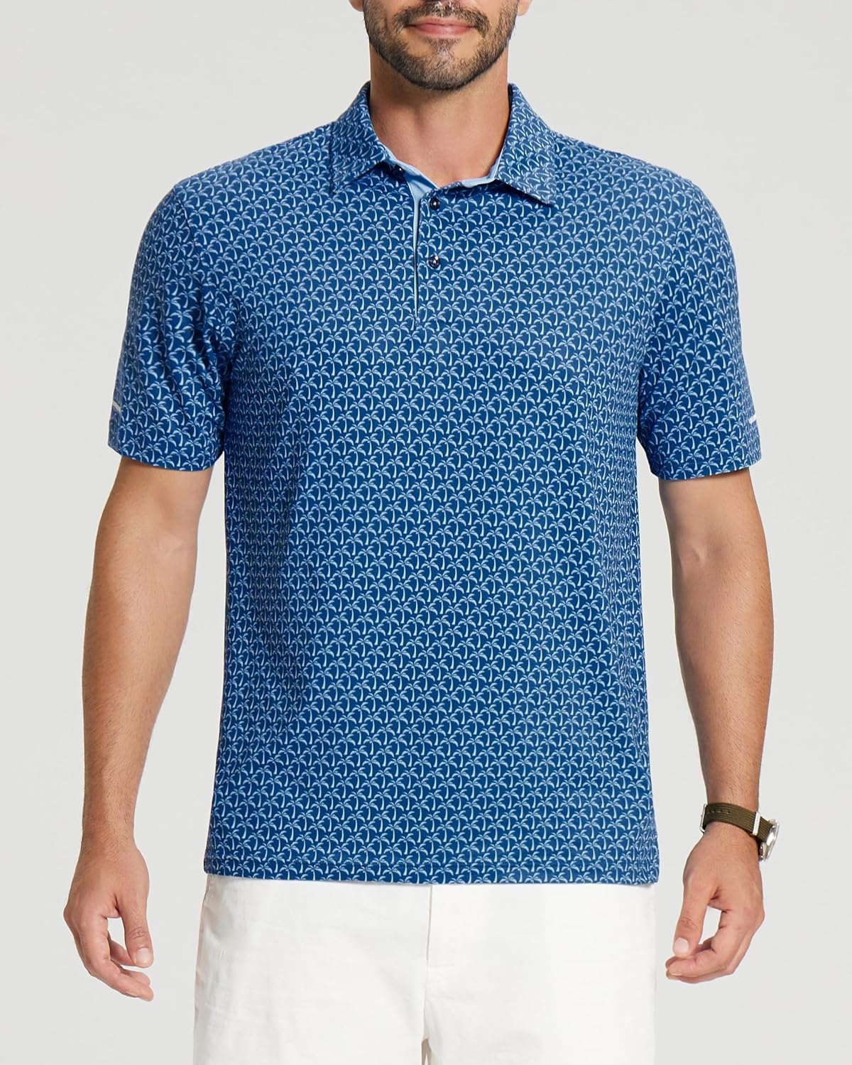 Golf Shirts for Men - Moisture Wicking Short Sleeve Performance Sport Casual Striped Collared Mens Polo Shirt