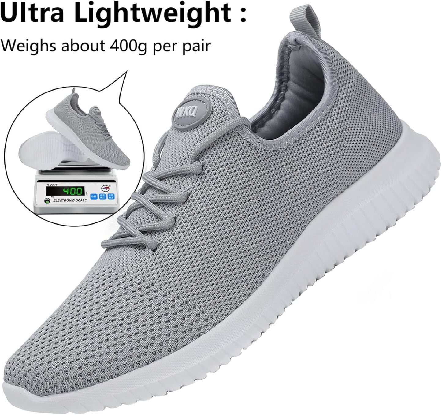 WXQ Men's Running Shoes Comfortable Lightweight Breathable Walking Shoes Mesh Workout Casual Sports Shoes