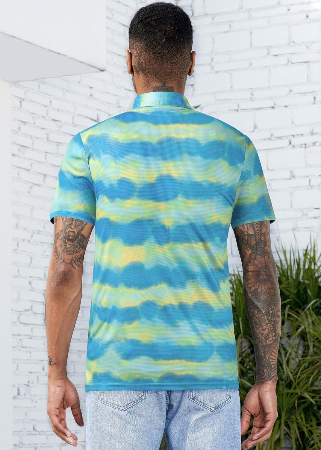 TAPULCO Mens Quick Dry Polo Shirts Camouflage Pattern Performance Athletic Lightweight Breathable Casual Golf Tshirts