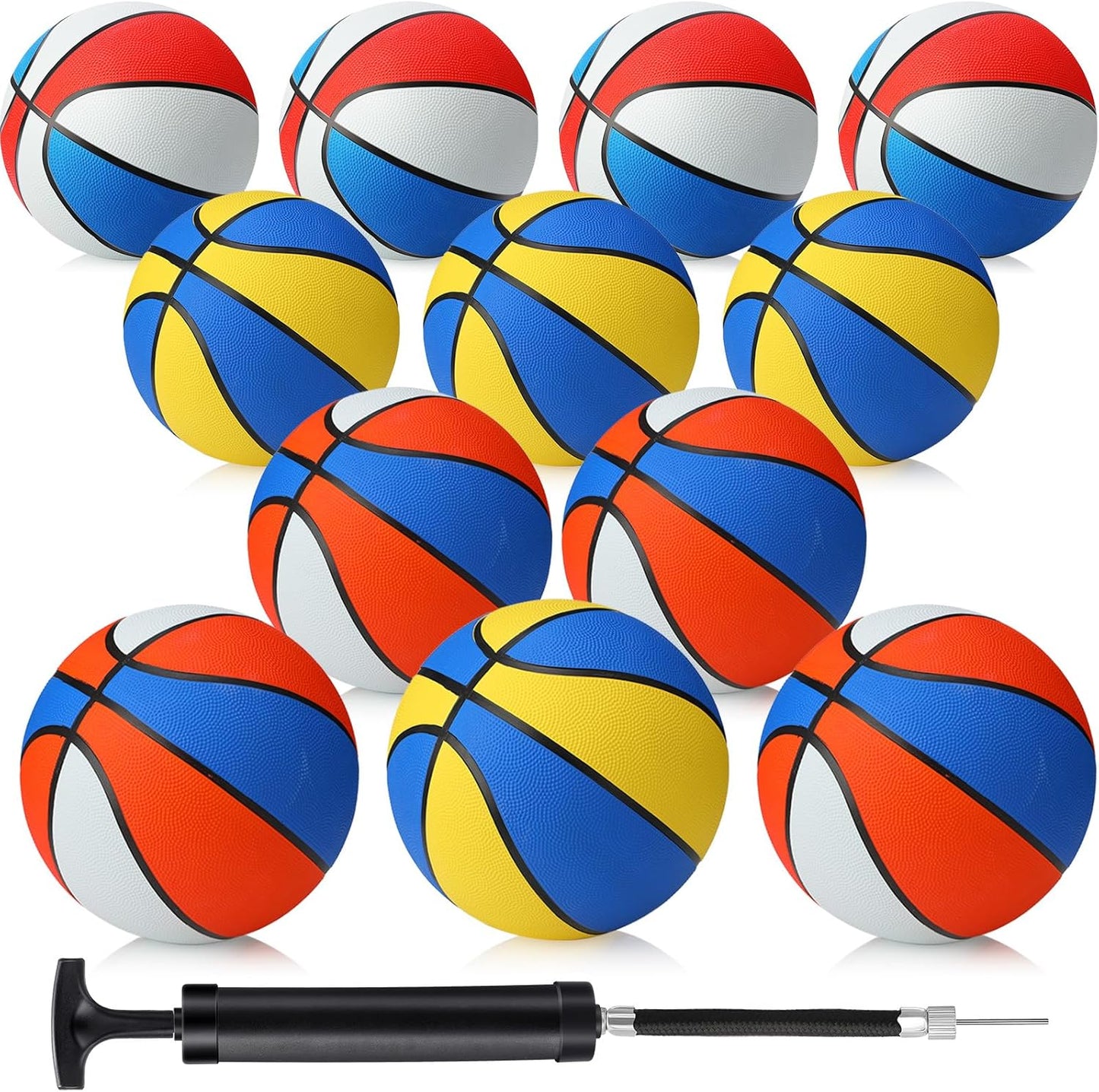 Jerify 12 Pcs 29.5" Official Size 7 Basketballs Bulk Rubber Standard Basketballs with Pump Indoor Outdoor for Training Play