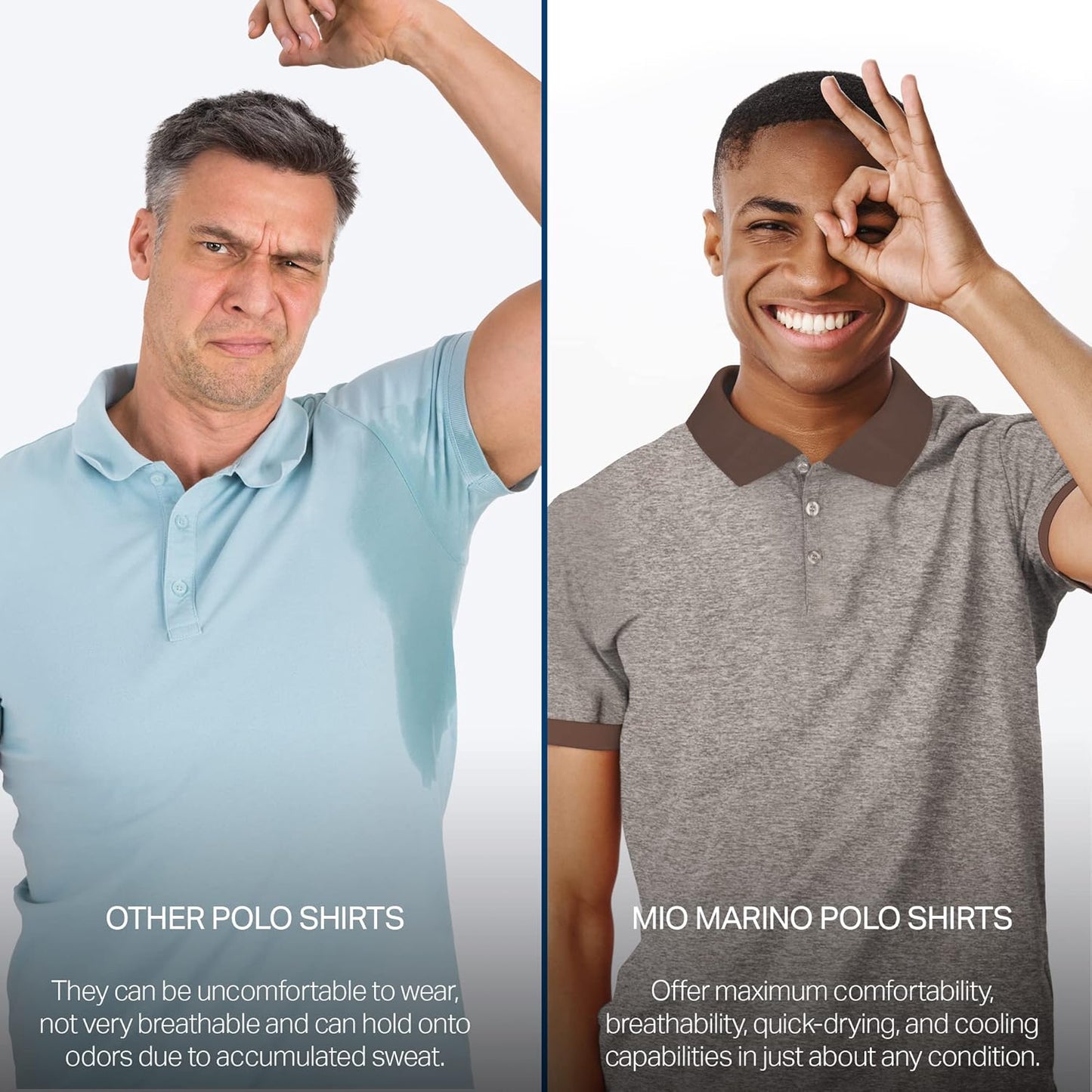 Mio Marino Golf Polo Shirts for Men - Dry Fit - Ultra-Thin Breathable Fabric