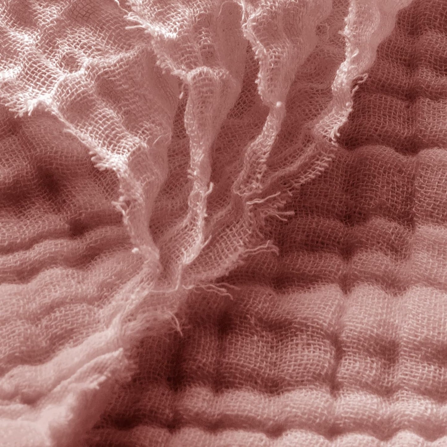 Carriediosa 100% Cotton Muslin Throw Blanket 108" X 90" King Size，4-Layers Summer Gauze Throws for Bed Couch，Soft Lightweight Breathable Linen Blankets Bedspread for Adults All Season，Mauve