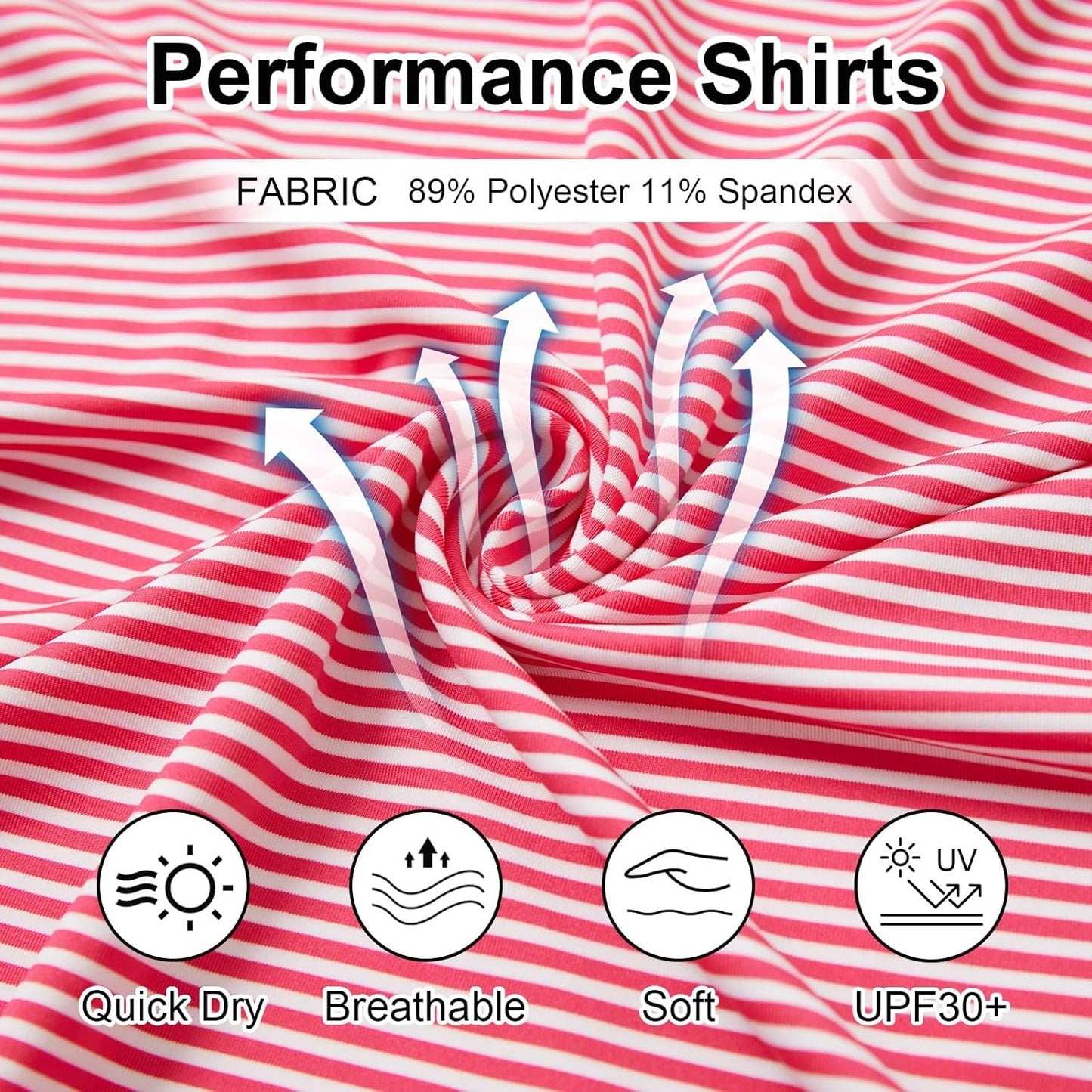 Golf Shirts for Men - Moisture Wicking Short Sleeve Performance Sport Casual Striped Collared Mens Polo Shirt
