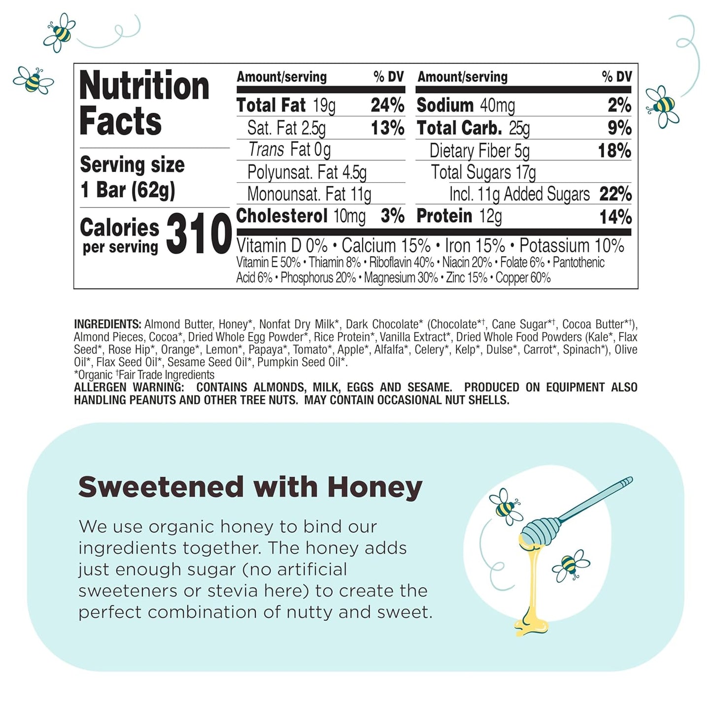 Perfect Bar Original Refrigerated Protein Bar, Dark Chocolate Almond, 2.2 Ounce Bar, 8 Count (Pack of 3)