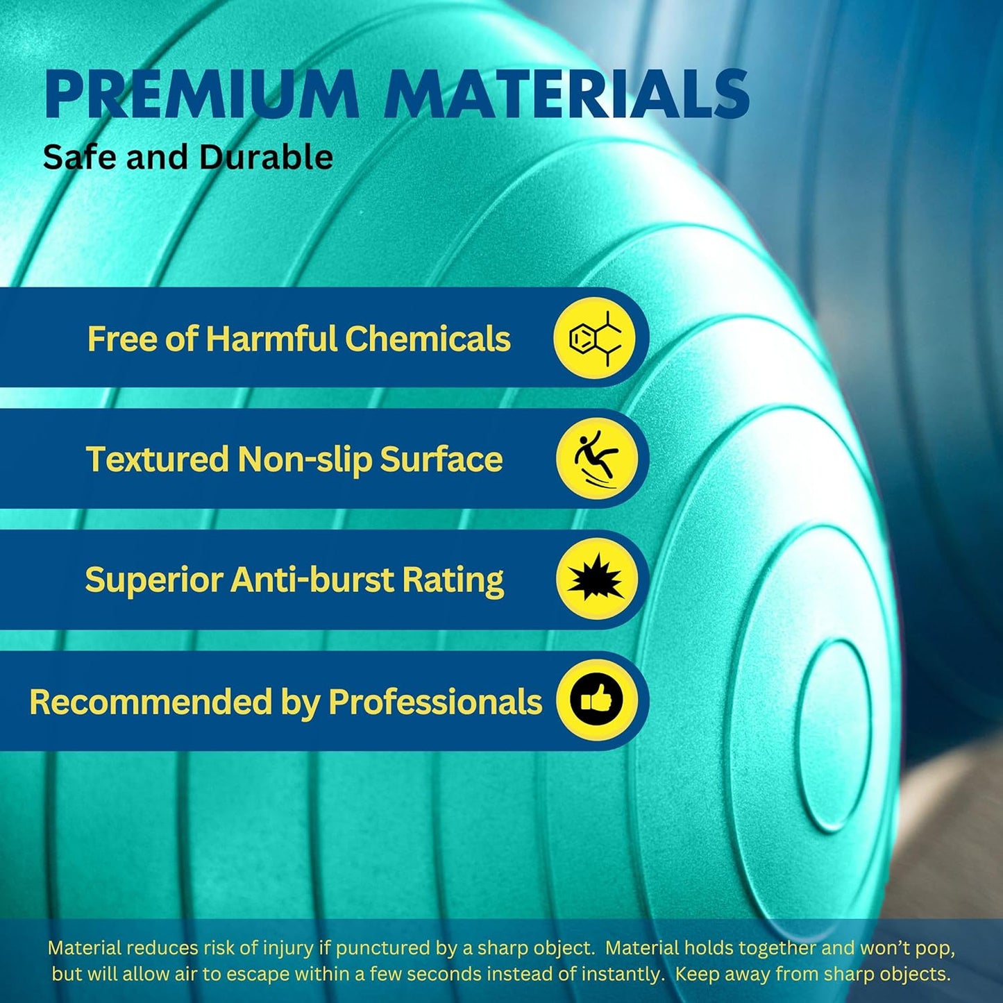 ProBody Pilates Yoga Ball - Fresh Colors Exercise Ball for Stability, Pregnancy, Workout & Physical Therapy