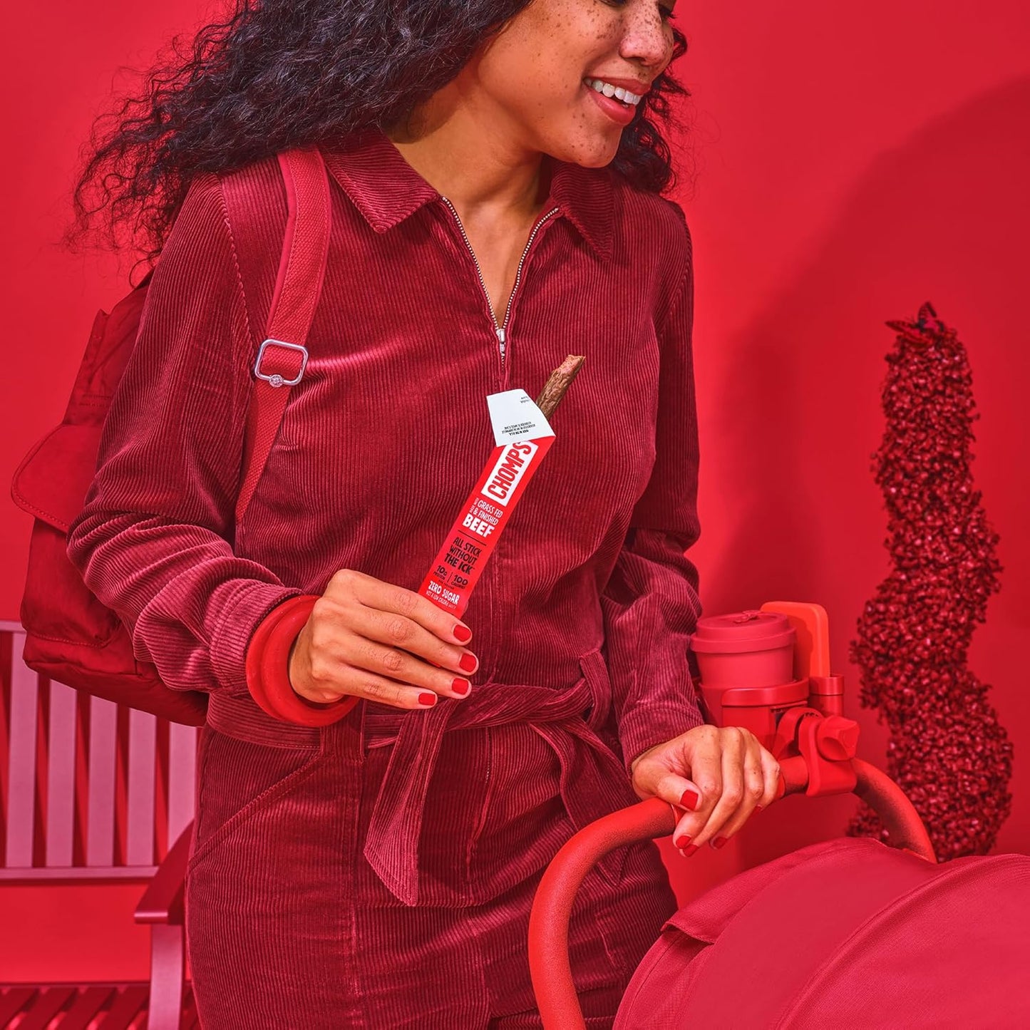 Chomps Grass-Fed and Finished Original Beef Jerky Snack Sticks 24-Pack, Keto, Paleo, Whole30, 10g Protein, Gluten-Free