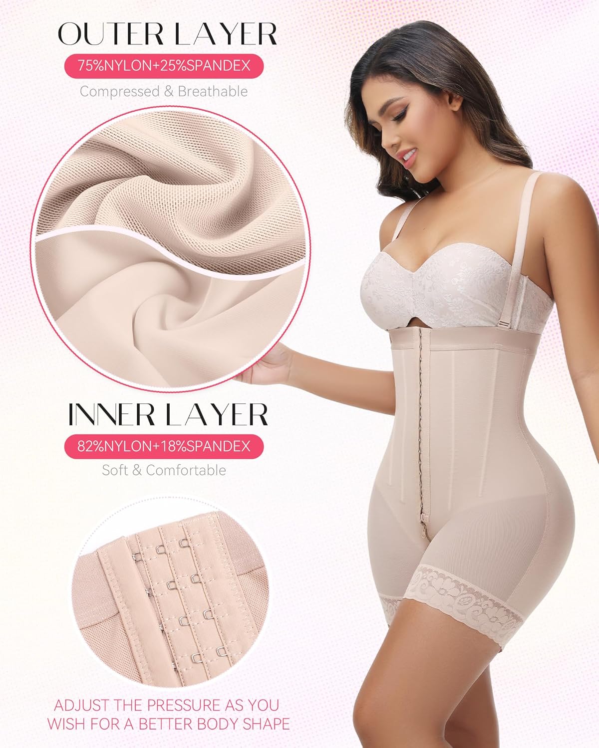 SHAPSHE Faja Colombianas Moldeadoras Body Shaper Strapless Shapewear Stage High Compression Garment Butt Lifter Tummy Control