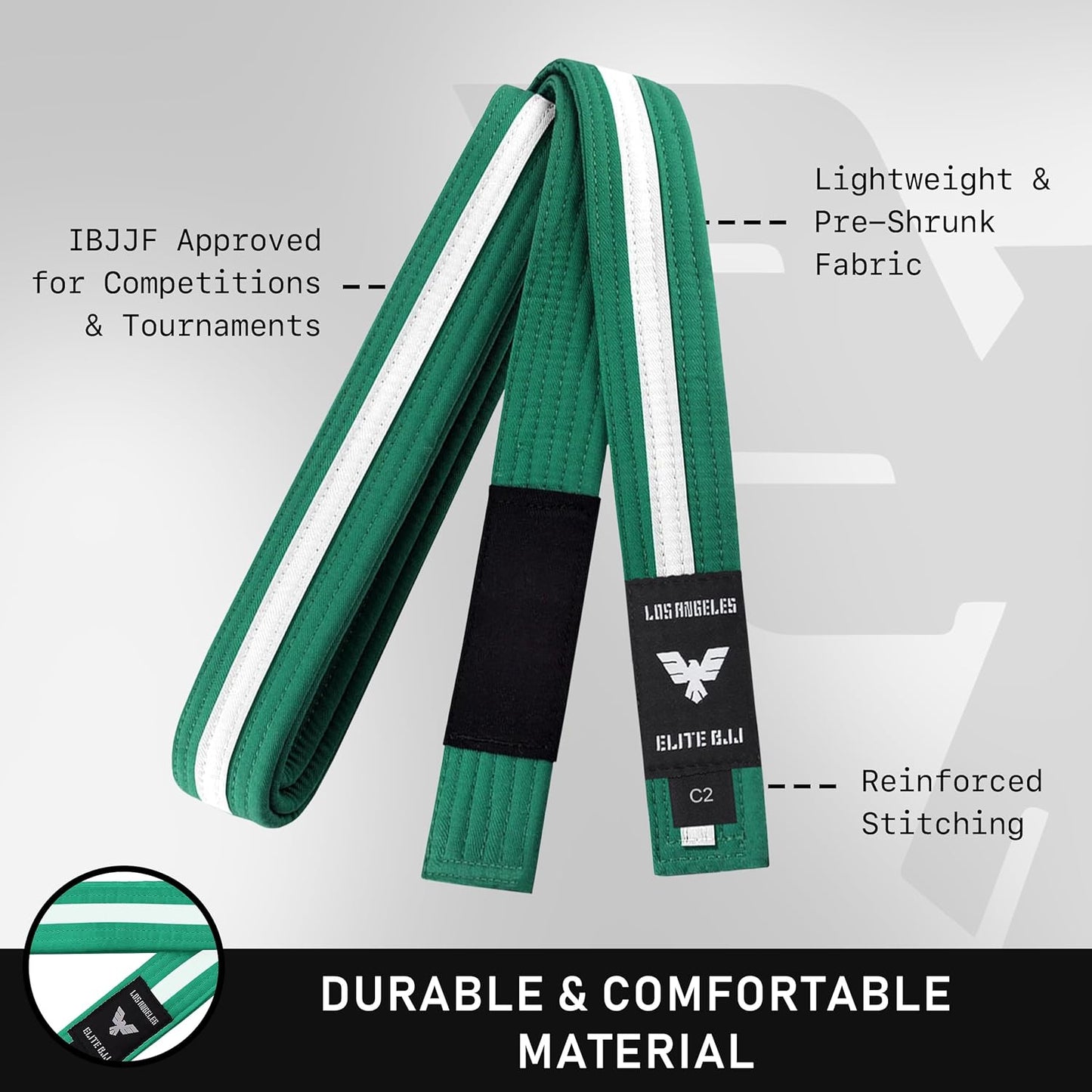 Elite Sports Kids Brazilian Jiu Jitsu Belts Preshurunk Martial Arts Youth BJJ Belts for Girls & Boys with BJJ Ranking Stripes
