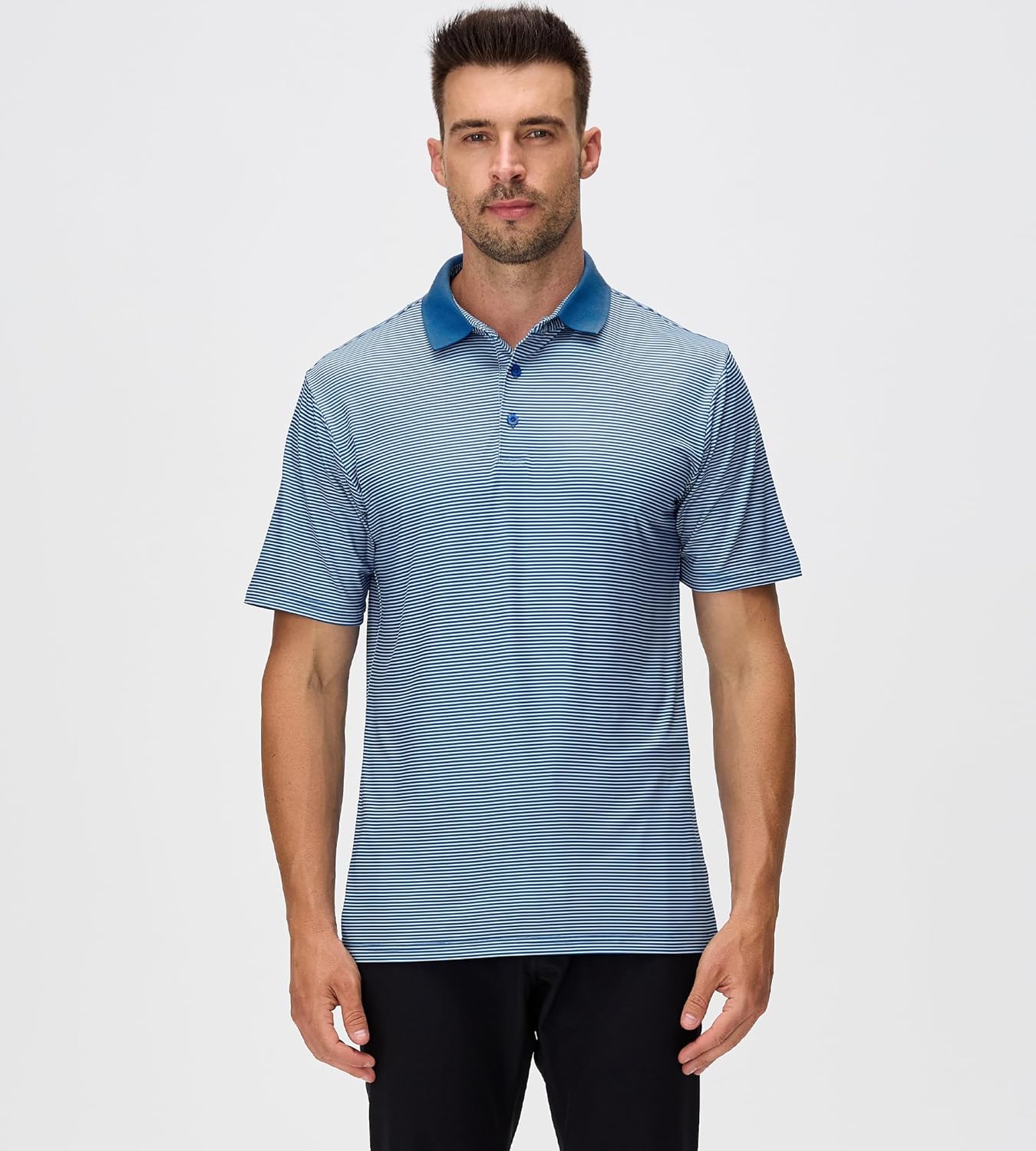 Esabel.C Jacquard Golf Shirts for Men Moisture Wicking Short Sleeve Performance Dry Fit Active Mens Polo Shirts
