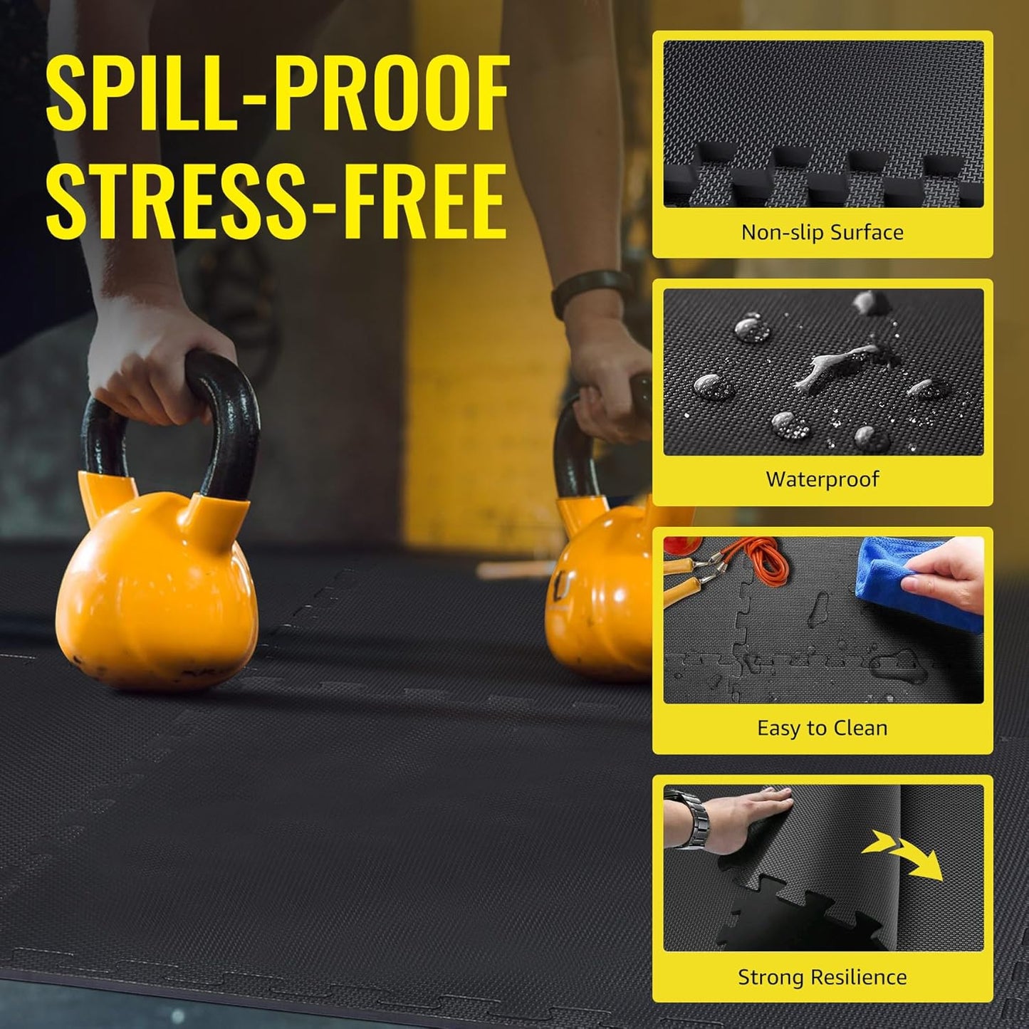 Hulkfit Puzzle Exercise Mat with EVA Foam Mat Interlocking Floor Tiles for Home Gym Mats Flooring for Garage Floor Padding for Kids Exercise Equipment Mats