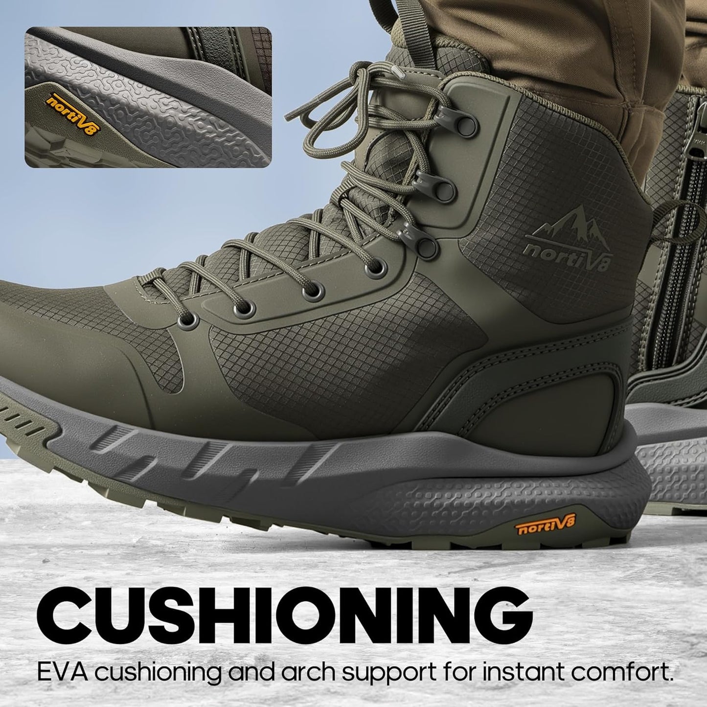 NORTIV 8 Men's Military Tactical Boot Lightweight Comfortable Boots for Work All Day Side Zipper Motorcycle Combat Hiking Boots Metrostrike(8-9 Inches)