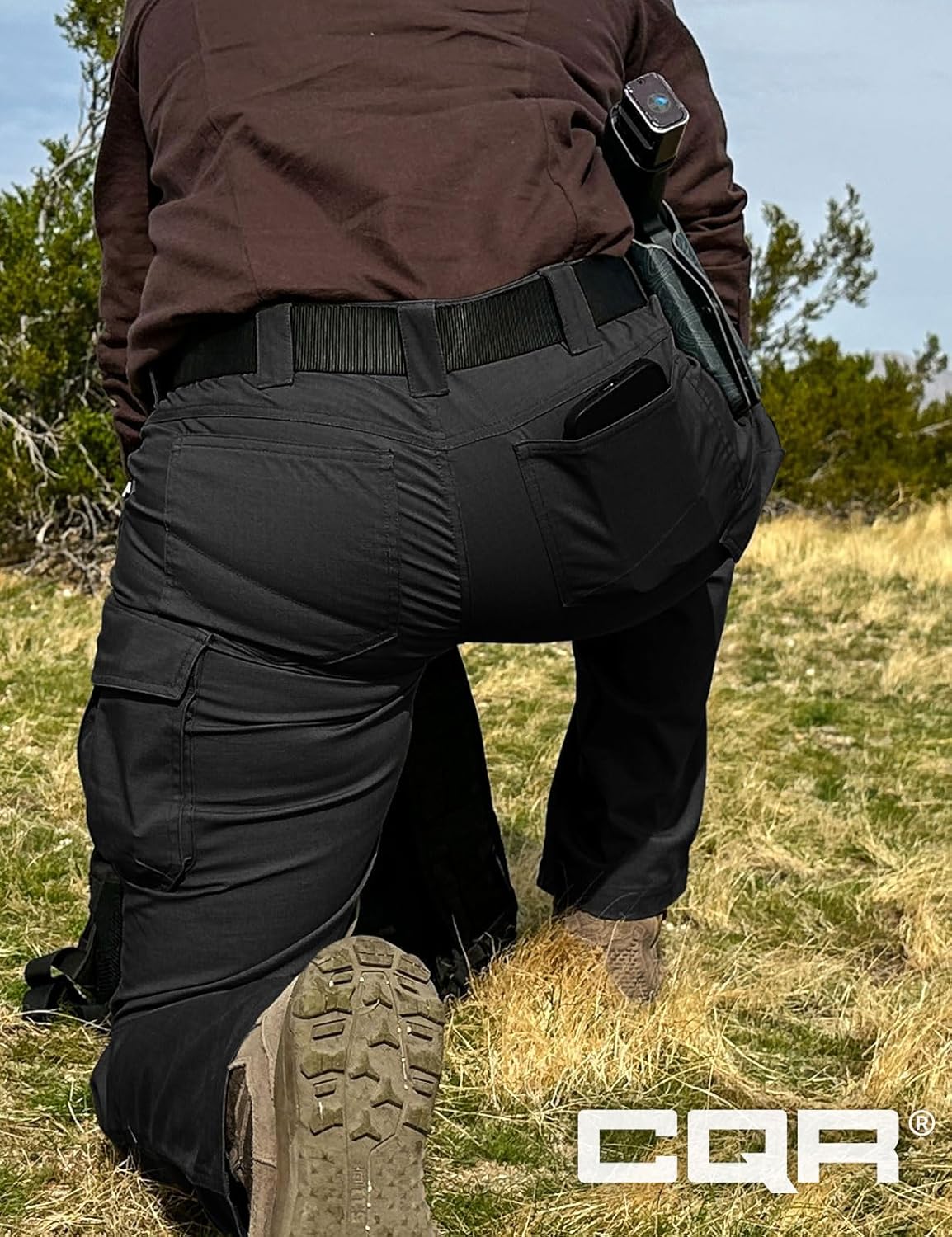 CQR Women's Flex Stretch Tactical Pants, Water Resistant Ripstop Cargo Work Pants with Pockets for Outdoor & Hiking