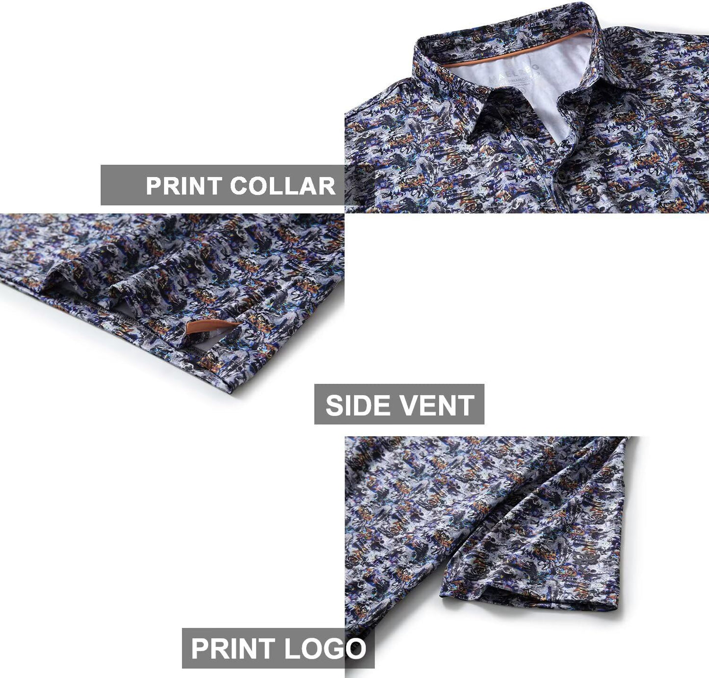 Men's Golf Polo Shirts Short Sleeve Striped Performance Moisture Wicking Dry Fit Golf Shirts for Men