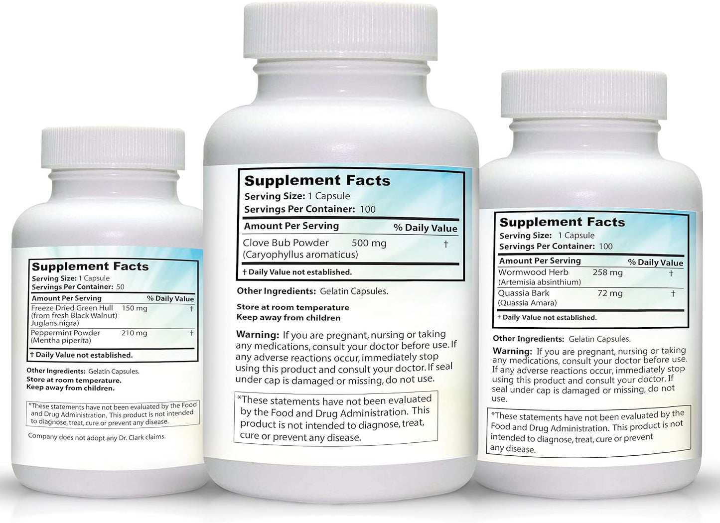 Dr. Clark Store Intestine Support & Cleanse Kit - with Freeze-Dried Green Black Walnut Hulls, Wormwood, and Cloves-Helps Maintain Optimum Intestinal Function