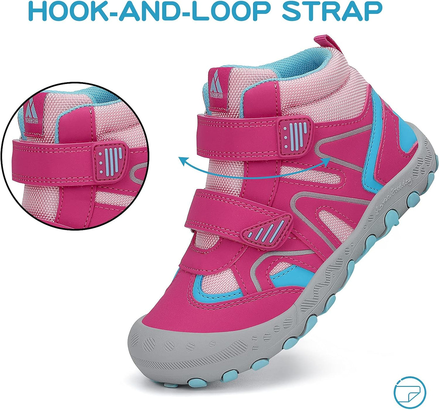 Mishansha Kids Water Resistant Hiking Boots, Boys Girls Anti Collision Anti-Skid Athletic Outdoor Adventure Trekking Shoes