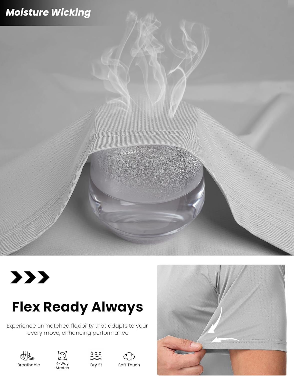 MAGCOMSEN Men's Dry Fit Shirts Mesh Short Sleeve Athletic Lightweight Workout Performance Hiking Shirt