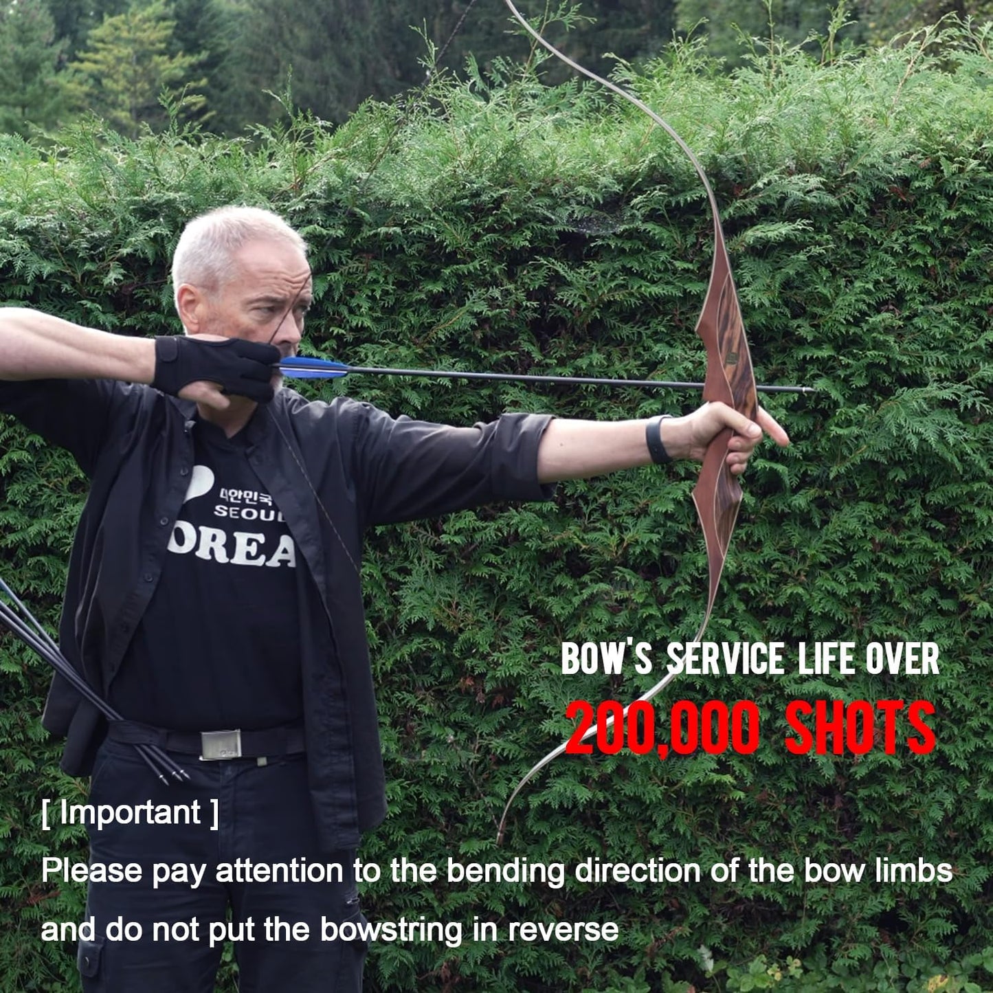 Sanlida Archery 60" Royal X8 One-Piece Bow Traditional Wooden Hunting Longbow Handmade Hunting Bow and Arrows Kit for Adults & Traditional Archers, RH Only