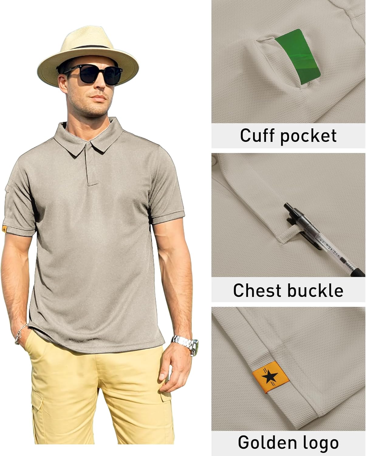 ZITY Mens Polo Shirt Short Sleeve Sports Tactical T-Shirt Athletic Golf Polos Daily Casual Stylish Collared Shirts for Men